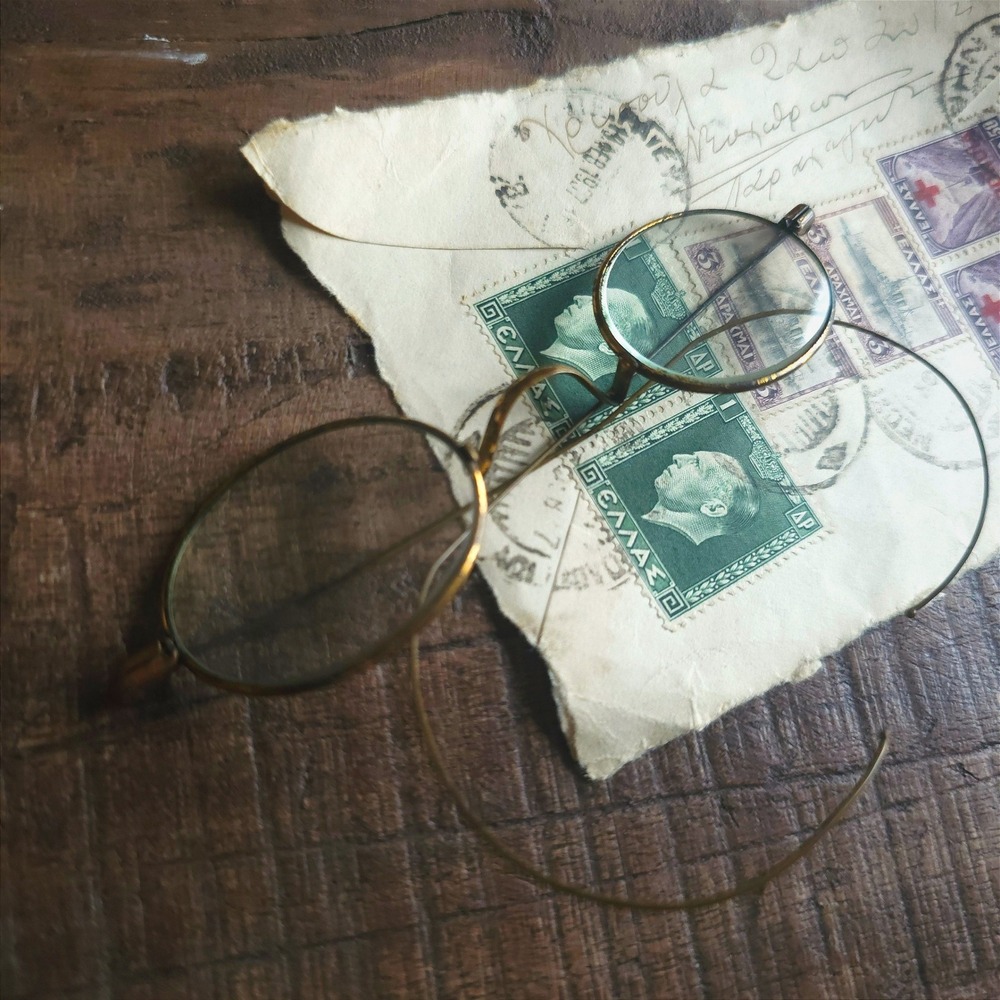 Antique Wire Rim Spectacles Oval Glasses Cable Temples Victorian Edwardian Style